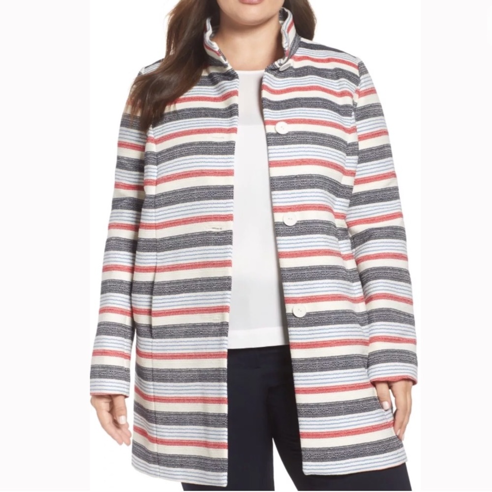 Persona by Marina Rinaldi Nastrino Stripe Coat